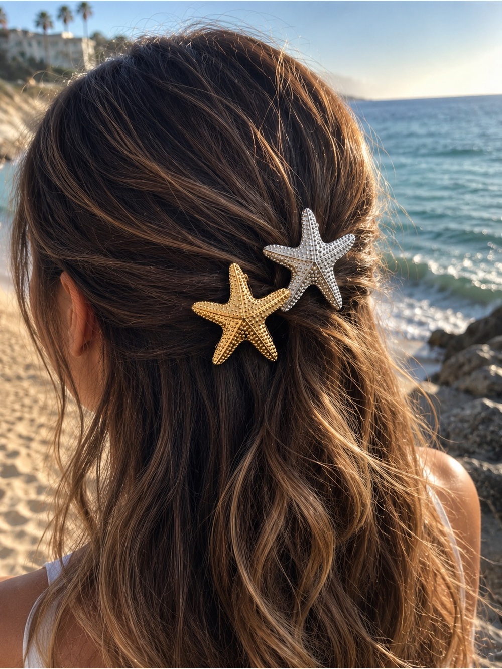 Gold & Silver Starfish Hair Clips Set